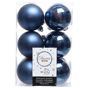 Набор пластиковых шаров Синий Бархат 6 см, 12 шт, mix Winter Deco фото 1