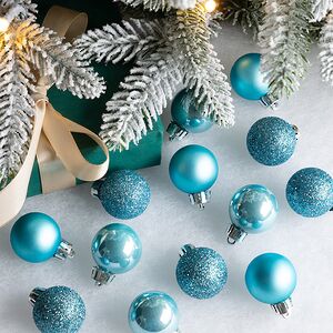 Набор пластиковых шаров Блеск 3 см голубая карамель, 14 шт Winter Deco фото 1