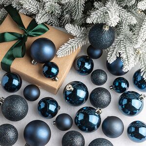 Набор пластиковых шаров Luminous - Синий Бархат, 4-6 см, 30 шт Winter Deco фото 1