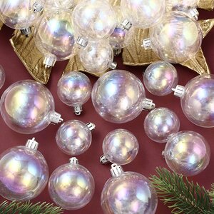 Набор пластиковых шаров Luminous - Прозрачный Перламутр, 4-6 см, 30 шт Winter Deco фото 1