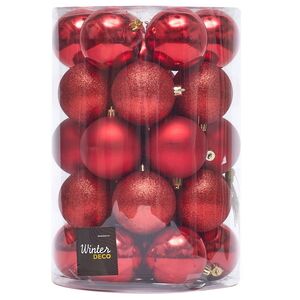 Набор пластиковых шаров Grande Collection - Красный 8 см, 34 шт, mix Winter Deco фото 3