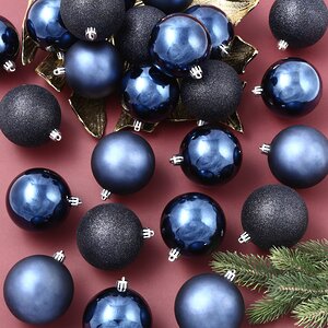 Набор пластиковых шаров Grande Collection - Синий Бархат, 8 см, 34 шт Winter Deco фото 2