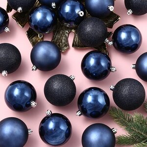 Набор пластиковых шаров Grande Collection - Синий Бархат, 8 см, 34 шт Winter Deco фото 1