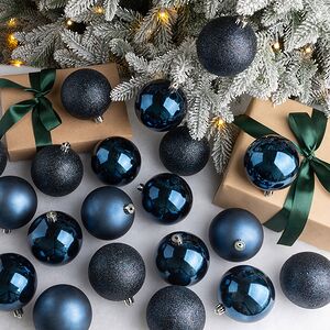 Набор пластиковых шаров Grande Collection - Синий Бархат, 8 см, 34 шт Winter Deco фото 1