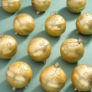Набор пластиковых шаров Соната 8 см золотой, 12 шт