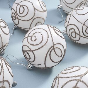 Набор пластиковых шаров Блестящий Пируэт 8 см молочный, 12 шт Kaemingk фото 3