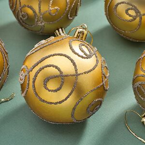 Набор пластиковых шаров Блестящий Пируэт 8 см золотой, 12 шт Kaemingk фото 2