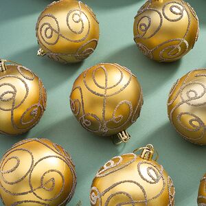 Набор пластиковых шаров Блестящий Пируэт 8 см золотой, 12 шт Kaemingk фото 4