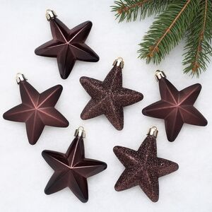 Набор елочных игрушек Звезды 8 см каштановый, 6 шт