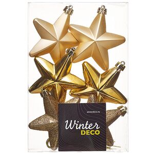 Елочные игрушки Золотые Звезды 8 см, 6 шт, подвеска, пластик Winter Deco фото 3