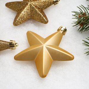 Елочные игрушки Золотые Звезды 8 см, 6 шт, подвеска, пластик Winter Deco фото 4