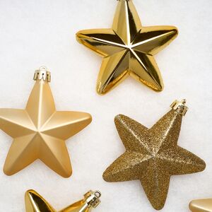 Елочные игрушки Золотые Звезды 8 см, 6 шт, подвеска, пластик Winter Deco фото 2