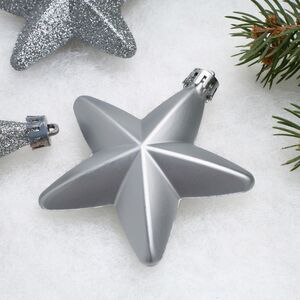 Елочные игрушки Серебряные Звезды 8 см, 6 шт, подвеска, пластик Winter Deco фото 4