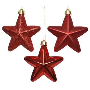 Набор елочных игрушек Красные Звезды 8 см, 6 шт, подвеска Winter Deco фото 2