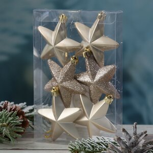 Набор елочных игрушек Звезды 8 см перламутровый, 6 шт, подвеска Winter Deco фото 5