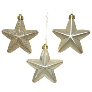 Набор елочных игрушек Звезды 8 см перламутровый, 6 шт, подвеска Winter Deco фото 3