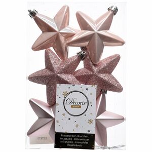 Набор елочных игрушек Звезды 8 см розовый бутон, 6 шт, подвеска Winter Deco фото 3