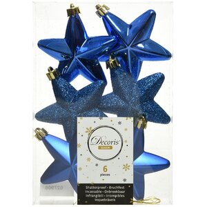 Набор елочных игрушек Звезды 8 см синий королевский, 6 шт, подвеска Winter Deco фото 2