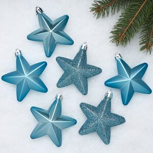Набор елочных игрушек Звезды 8 см голубая карамель, 6 шт, подвеска