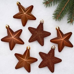 Набор елочных игрушек Звезды 8 см terra brown 6 шт, подвеска Kaemingk (Кейминг) фото 1