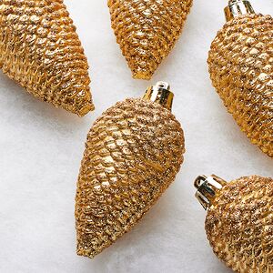 Елочная игрушка Шишка Alto - Золотая 8 см, 6 шт, пластик Winter Deco фото 2