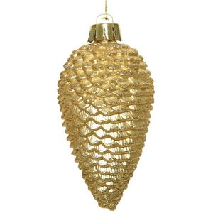 Елочная игрушка Шишка Alto - Золотая 8 см, 6 шт, пластик, подвеска Winter Deco фото 3