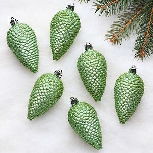 Елочная игрушка Шишка Alto - Луговой Зеленый 8 см, 6 шт, пластик