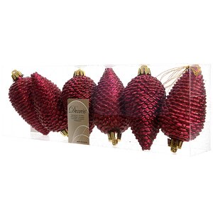 Елочная игрушка Шишка Alto - Бордовая 8 см, 6 шт, пластик, подвеска Winter Deco фото 2