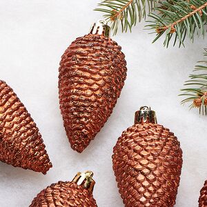 Елочная игрушка Шишка Альто - Терракотовый 8 см, 6 шт, пластик Winter Deco фото 4