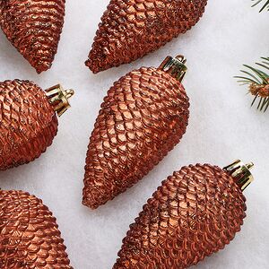 Елочная игрушка Шишка Альто - Терракотовый 8 см, 6 шт, пластик Winter Deco фото 2
