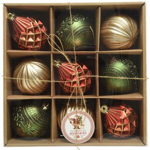 Набор пластиковых шаров Santa's Memories 8 см, 9 шт Kaemingk фото 1