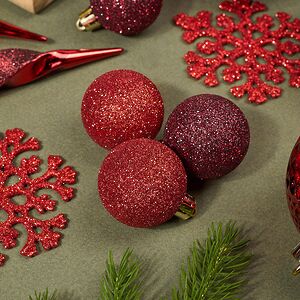 Набор елочных игрушек Glory Brilliance 50 шт красный, 5-16 см, пластик Kaemingk фото 6