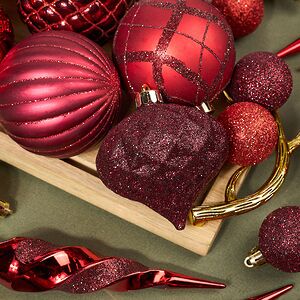 Набор елочных игрушек Glory Brilliance 50 шт красный, 5-16 см, пластик Kaemingk фото 5