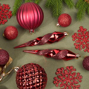 Набор елочных игрушек Glory Brilliance 50 шт красный, 5-16 см, пластик Kaemingk фото 4