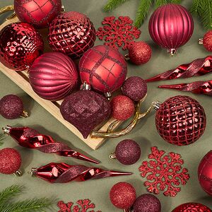 Набор елочных игрушек Glory Brilliance 50 шт красный, 5-16 см, пластик Kaemingk фото 9