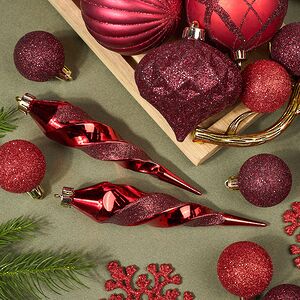 Набор елочных игрушек Glory Brilliance 50 шт красный, 5-16 см, пластик Kaemingk фото 7