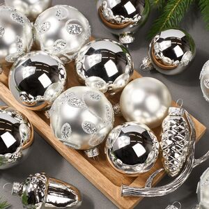 Набор стеклянных елочных игрушек Holiday Brilliance 6-7 см серебряный, 20 шт Kaemingk фото 6