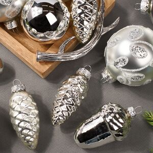 Набор стеклянных елочных игрушек Holiday Brilliance 6-7 см серебряный, 20 шт Kaemingk фото 4