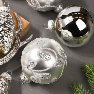 Набор стеклянных елочных игрушек Holiday Brilliance 6-7 см серебряный, 20 шт Kaemingk фото 5