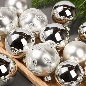 Набор стеклянных елочных игрушек Holiday Brilliance 6-7 см серебряный, 20 шт Kaemingk фото 2