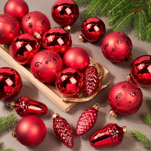 Набор стеклянных елочных игрушек Holiday Brilliance 6-7 см красный, 20 шт