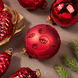 Набор стеклянных елочных игрушек Holiday Brilliance 6-7 см красный, 20 шт Kaemingk фото 4