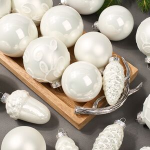 Набор стеклянных елочных игрушек Holiday Brilliance 6-7 см белый, 20 шт Kaemingk фото 6