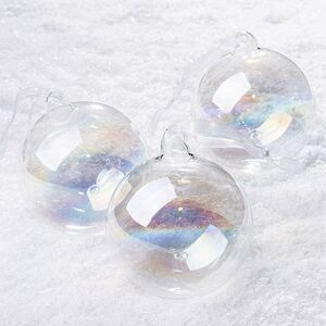 Набор стеклянных шаров Мыльные Пузыри 8 см прозрачный перламутр, 3 шт