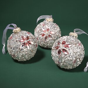 Набор стеклянных шаров Diamante Fiore 8 см белый, 3 шт Kaemingk фото 1