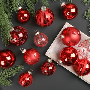 Набор стеклянных шаров Modellato - Красный 5-7 см, 13 шт Winter Deco фото 1