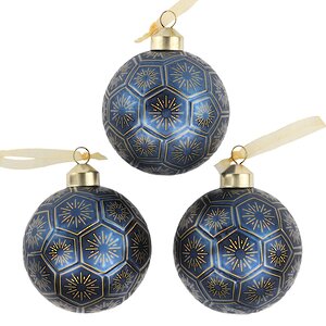 Набор стеклянных шаров Звезда Востока 8 см, 3 шт, синий