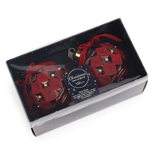 Набор стеклянных елочных шаров Velvet Vintage 8 см красный, 2 шт Kaemingk фото 4