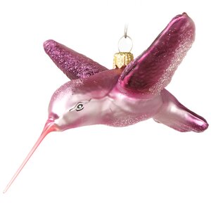 Стеклянная елочная игрушка Птичка Колибри из Вестероса 12 см, сиреневая, подвеска GMC z.o.o. фото 1