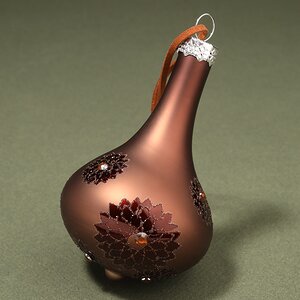 Набор стеклянных елочных игрушек Marguerite 6-10 см лесной орех, 3 шт, подвеска Kaemingk фото 3
